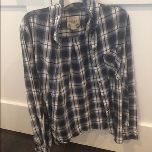Blue / black checker gingham flannel
